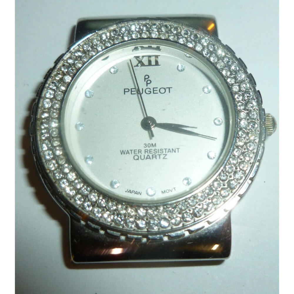 CF11 Peugeot 332 Silver Tone With Rhinestones Watch Quartz 30m WR